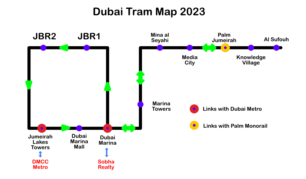 Dubai Tram Map 2023